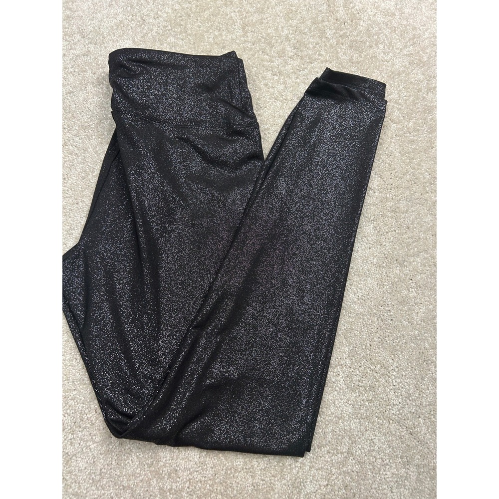 Express Shimmer Metallic Leggings S Black High Rise Disco Glam Partywear Sparkle